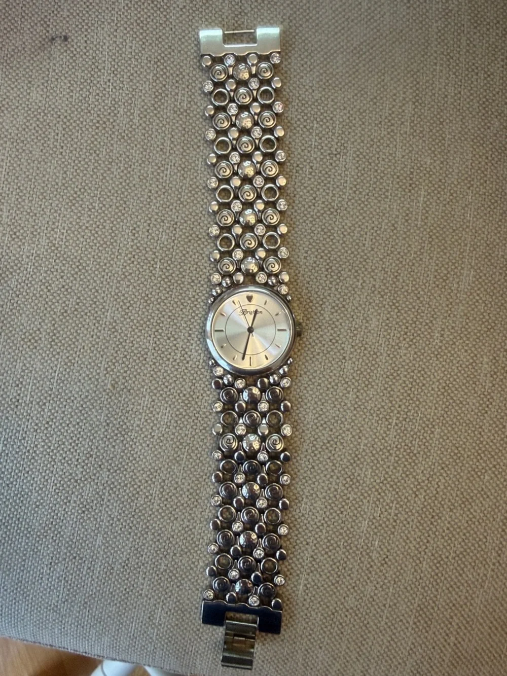Brighton Silver-Tone Crystal Link Bracelet Watch